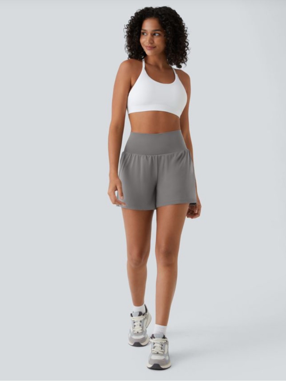 HALARA Gray High-Waist Athletic Shorts 5”